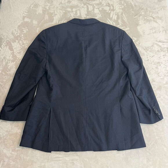VTG Burberry Sport Coat Mens 46R Blue Striped Wool Blazer Union Made USA Career - Picture 11 of 14